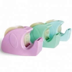  Nastro Adesivo Trasparente Con Dispenser 1 Pezzo  33mt x 19mm Colori Assortiti 