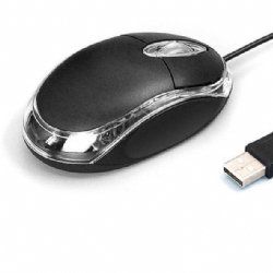 Optical Mouse Ottico USB Nero  Illuminazione a Led 3 Pulsanti con Ruota di Scorrimento 