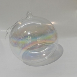 Pallina di Natale Sfera di VetroTrasparente Iridescente Diametro 12 cm