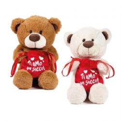 Peluche Orso Decar con Sacchetto Apribile Ti Amo Un Sacco 25 cm 