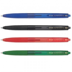 Penna biro a scatto Pilot SuperGrip Verde Rosso Blu Nero Fine Medium