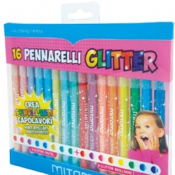 Pennarelli Mitama- 16 colori pannarello - 8 Glitter 8 Pastelli - Brillantini - Colori Brillanti