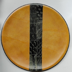 Piatto Porta Candele Decorativo Afrika Rotondo di Pietra con Motivi Geometrici Incisi a Mano 25cm Diametro  Vari Colori