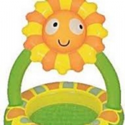 Piscina Mondo a Forma di Girasole con Parasole Asportabile Colore Verde Giallo Arancione