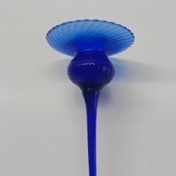 Portacandele Candeliere in Vetro Blu Vintage