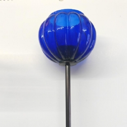 Portacandele Candeliere in Vetro Blu e Bianco Vintage