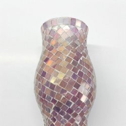 Portacandele Mosaico Colore Rosa e Viola 