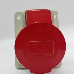  Presa da Incasso Protetta Industriale Trifase Ilme Serie Pluso 4 Poli IP44 16A 380V 6H Colore Rosso 