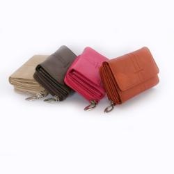 Portafogli Donna in Pelle - Anna Grimaldi - Fucsia Beige Marrone - Regalo Natale