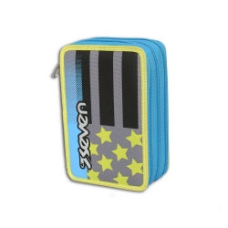 Seven - Astuccio 3 zip Advanced Flags Colorchange Colore Nero Grigio Azzurro Giallo Con Stelle e Strisce Grigie