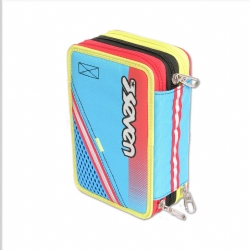 Seven - Astuccio 3 zip Fluo 7.1 Variant System Big Colore Fluorescente Azzurro Giallo Blu Blue Arancione Rosso Nero Bianco Florescente