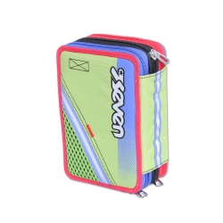 Seven - Astuccio 3 zip Fluo 7.1 Variant System Big Colore Fluorescente Verde Rosso Viola Fucsia Fuxia Azzurro Nero Bianco Florescente