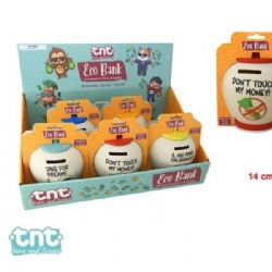 Salvadanaio TNT ECO BANK in Fibra di Bambu 14 CM Colori Assortiti