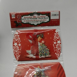 Scatoline Regalo 3D Glitter Natalizie Set 2 Pezzi Fantasia Angeli Alberi di Natale Babbo Ghirlande