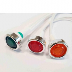 Segnalatore Spia Luminosa con Fili a Tenuta Stagna Lente Rossa o Verde da 24V