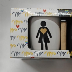 Set 2 Tazze Mug Cup Dor Regalo San Valentino Anniversario MR e MRS o LUI e LEI