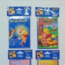 Set 6 Inviti Disney con Busta Festa Compleanno a Tema Winnie the Pooh Topolino Topolina e Paperino