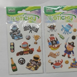 Set Adesivi Gommati 3D My Sticky Lebez Fantasia Spazio Formula 1  Pirati Calcio Mostri Dinosauri