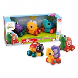 Set Gioco Teorema Tre Animali Broom Broom Spingi Lancia e Vai in Vinile