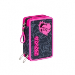 Seven - Astuccio 3 zip - LEFLEUR - Fuxia Rosa Nero