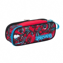 Seven - Astuccio Oval - Bustina Round sdoppiabile - Reptil - Colore Rosso Nero Azzurro