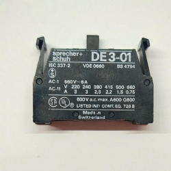 Sprecher Schuh DE301 Blocco di Contatti 1 NC 600V 6A Diametro di Montaggio 22mm