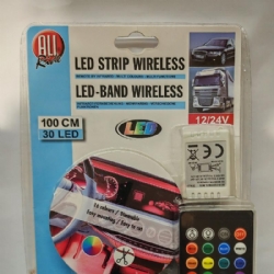 Striscia LED Strip Wireless All Ride da 100 cm con 30 LED a  Colori con Telecomando per Auto 12V