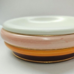 Svuotatasche Posacenere Rotondo Vintage di Handarbeit Original Bassano in Porcellana Colorazioni Pastello Diametro 21 cm