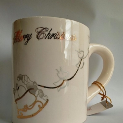 Tazze Mug Natalizia MariCart in Ceramica Panna con Scritta e Disegni Natalizi