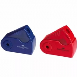 Temperamatita Faber Castell  Temperino 2 Fori con contenitore ventaglio Rosso e Blu