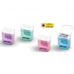 Temperino 2 Fori in Metallo con Serbatoio Pastel ColorxYou Colore Azzurro Viola Rosa Verde