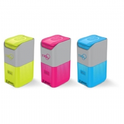 Temperino Universale Trio Lebez 3 fori con Raccoglitore Colore Rosa Verde Azzurro