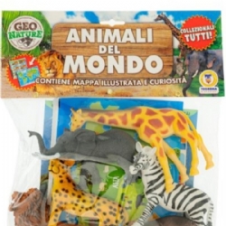 Teorema Busta Animali del Mondo Rigidi 6 Pezzi con Mappa Illustrata