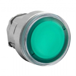 Testa Pulsante Luminoso Schneider Telemecanique  ZB4BW333 ad Impulso Luminoso Senza Marcatura Diametro 22mm Colore Verde per Led Universale