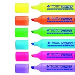 Tratto Video  Evidenziatore Fluo Giallo Verde Fucsia Viola Azzurro Arancione