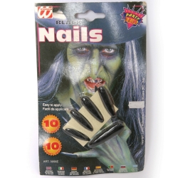 Unghie Lunghe Finte Nere Strega Halloween per Travestimenti Horror Orrore