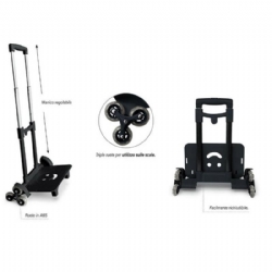 Trolley Walky3 Ruote Nero Porta Zaino Facile Leggero