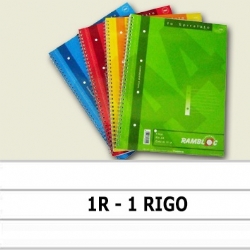 Rambloc Il Rinforzato - Block Notes Spiralati A4 Monocolore Scuola Righe a un Rigo 1R - 80 grammi - Lo Spiralato Fogli con Fori Rosso Giallo Verde Blu