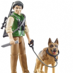 Guardia forestale con cane lupo Pastore Tedesco Bruder 62660 Verde Marrone Nero Militare - Modellino Bambino