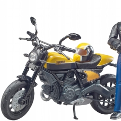 Moto Motociclista Ducati Bruder 63053 Nero Blu Giallo Beige - Modellino Bambino
