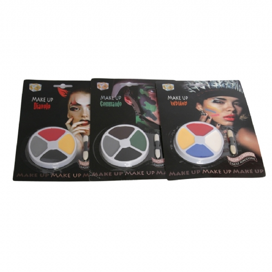 Halloween Makeup - Trucco per viso 4 colori - Grigio Nero Rosso Giallo Verde Marrone Rosso Bianco - 1