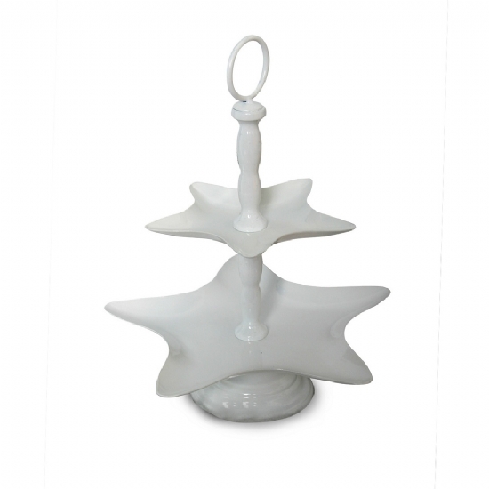 Alzata Stella Albero Porta Biscotti e Dolci Natalizio - Per Dolci di Natale Regalo - Albero Stella Cometa Cuore Bianco - 1