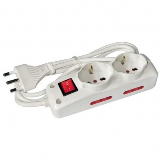Adattatore Prolunga Multipresa Arlights Spina16A  6 Prese Bipresa Schuko Bianco con Tasto ON OFF 16A - 1