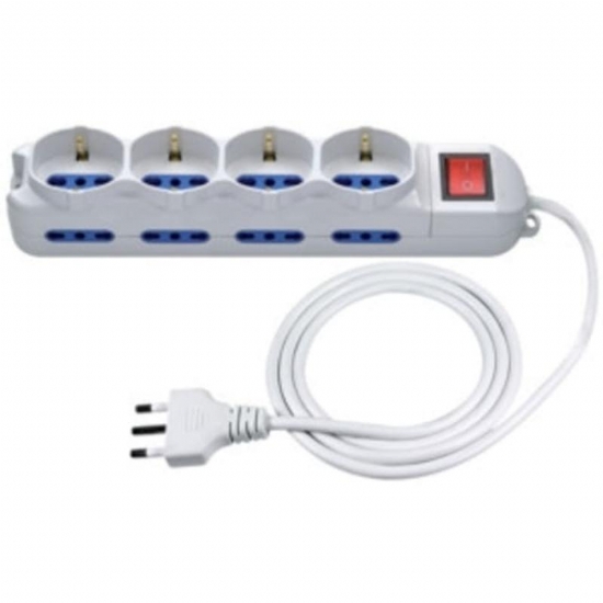 Adattatore Prolunga Spina 10A 16A  Presa Bipresa Schuko 12 Posti Bianco - 1