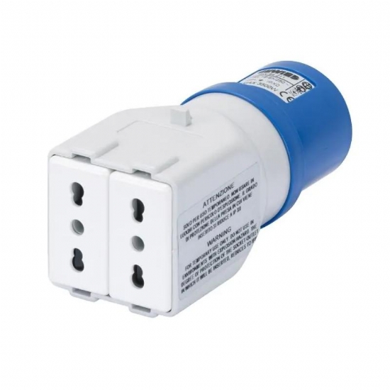 Adattatore da Industriale a Civile Gewiss GW64211 Spina 2P T Blu16A 2 Bprese 10A 16A 230V  - 1