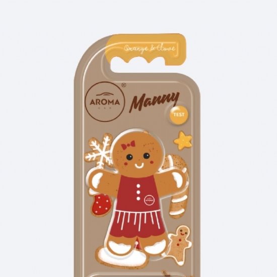 Aroma Car Manny Deodorante per Auto Natalizi a Forma di Pan di Zenzero Profumazione Biscotti Speziati - 1