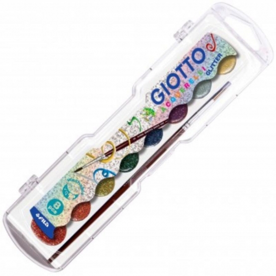 Astuccio Colori Acquerelli Glitter Giotto 8 Colori con Pennello - 1