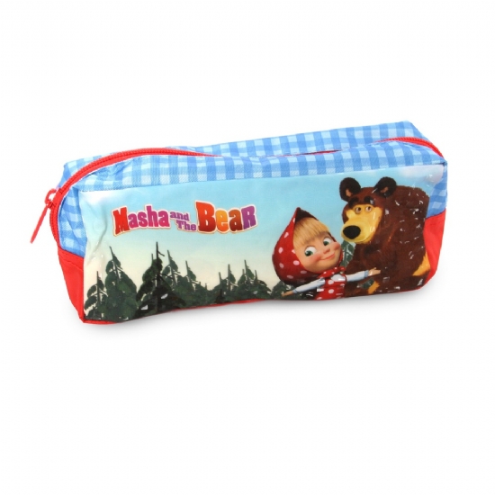 Astuccio - Masha e Orso - Tombolino per Scuola Materna Elementare Asilo Rosso Azzurro Rosa Fucsia Fuxia Bambina Bambino - 2