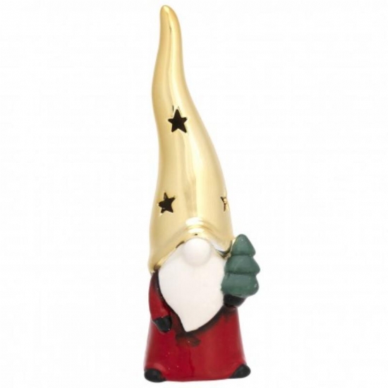 Bagutta Babbo Natale Diffusore Altezza 19 CM Stilizzato con Albero  Stella Cuore Cappello Oro  - 2