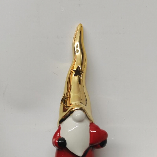 Bagutta Babbo Natale Diffusore Altezza 19 CM Stilizzato con Albero  Stella Cuore Cappello Oro  - 2